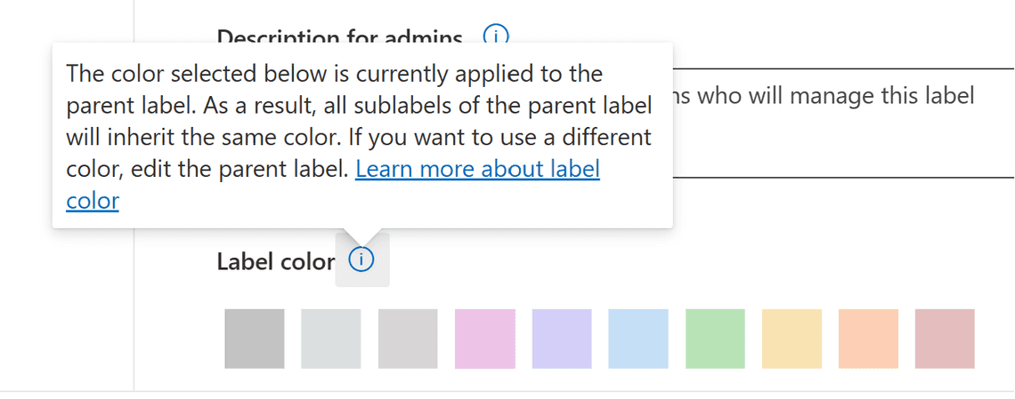 Color can't be applied to a sublabel