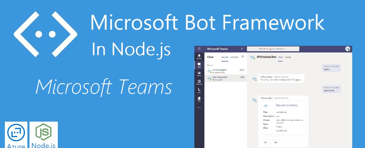 Bot Framework in Node.js - Microsoft Teams (Part 2)